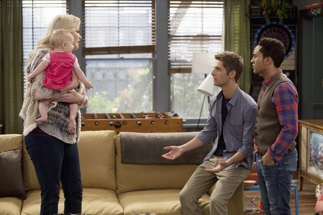 Still of Tahj Mowry, Melissa Peterman and Jean-Luc Bilodeau in Baby Daddy (2012)