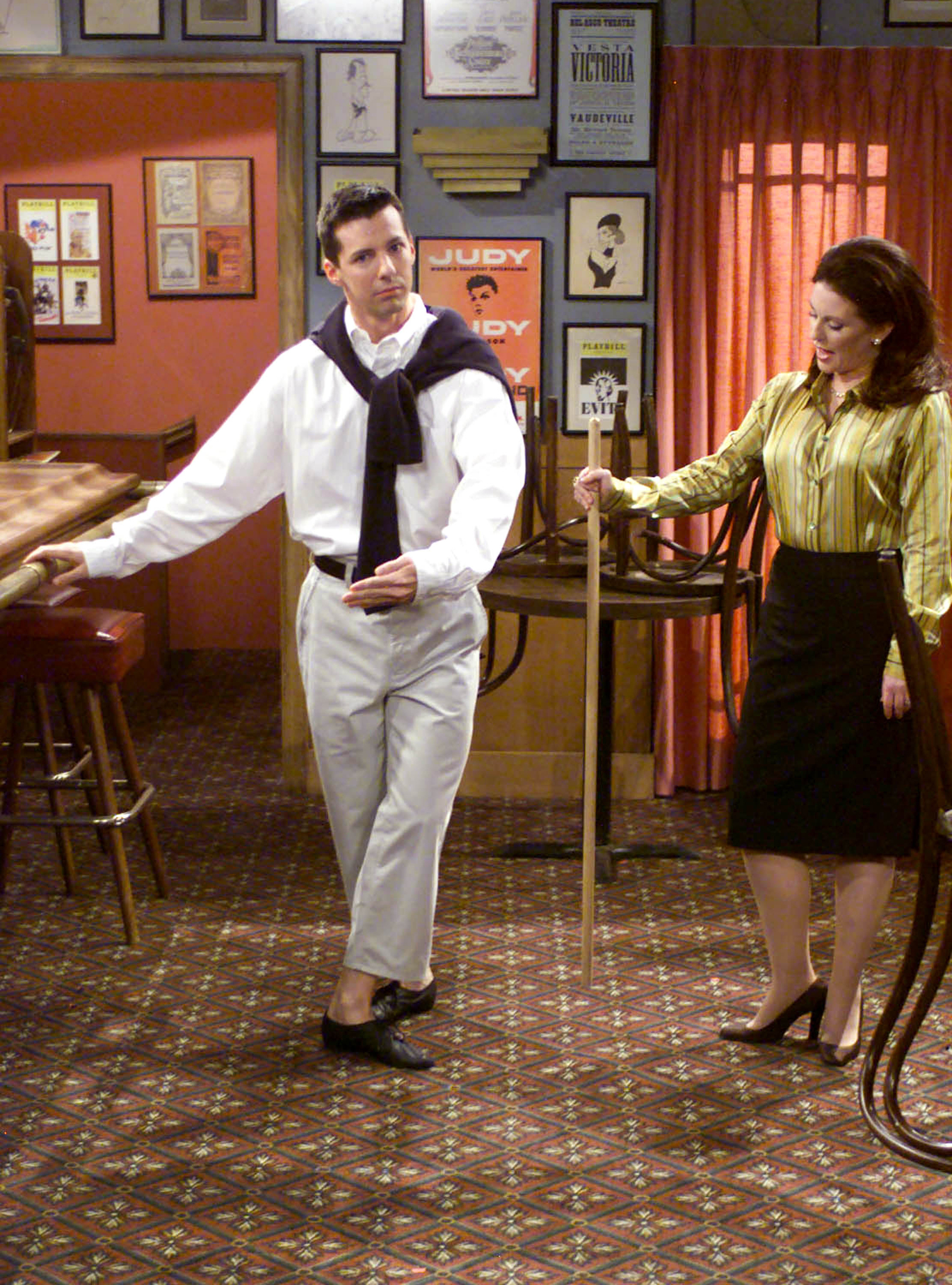 Still of Sean Hayes and Megan Mullally in Will & Grace (1998)