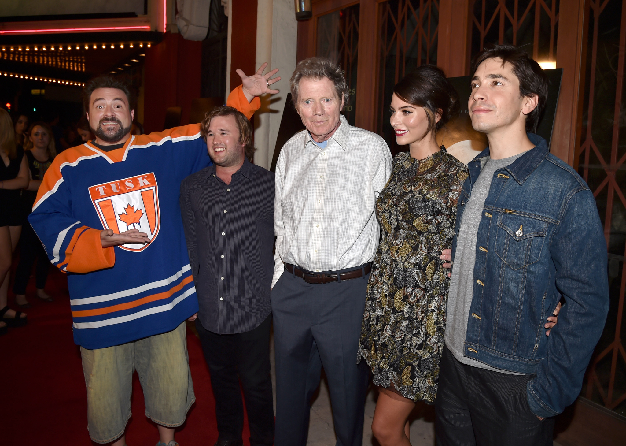 Kevin Smith, Haley Joel Osment, Justin Long, Michael Parks and Genesis Rodriguez at event of Tusk (2014)