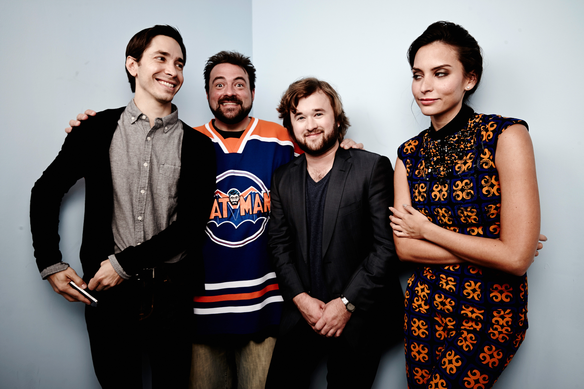 Kevin Smith, Haley Joel Osment, Justin Long and Genesis Rodriguez at event of Tusk (2014)