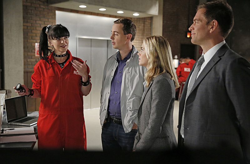 Still of Pauley Perrette, Sean Murray, Michael Weatherly and Emily Wickersham in NCIS: Naval Criminal Investigative Service (2003)