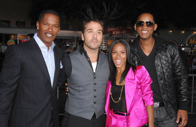 Will Smith, Jada Pinkett Smith, Jamie Foxx and Jeremy Piven at event of Karalyste (2007)