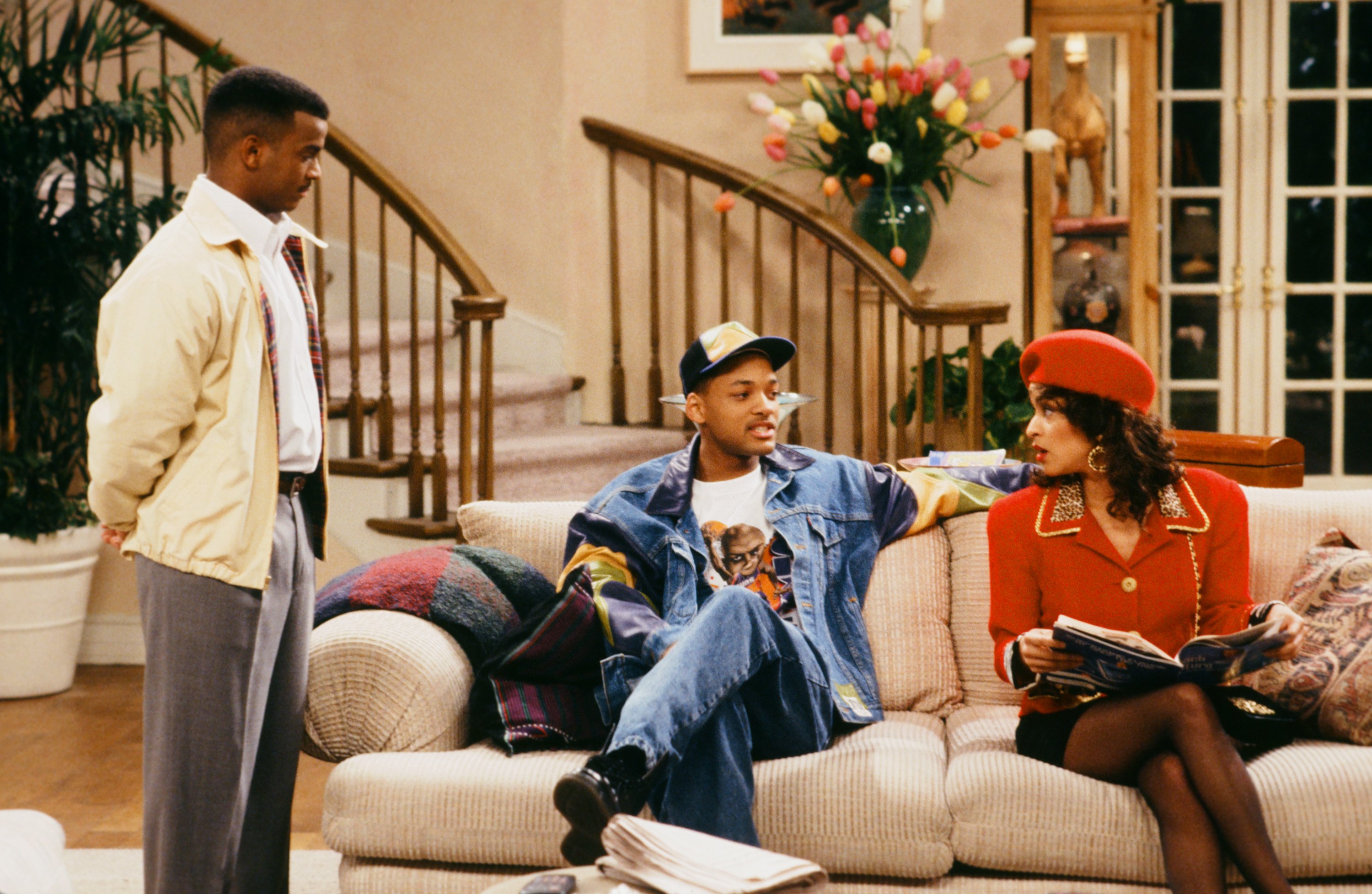 Still of Will Smith, Alfonso Ribeiro and Karyn Parsons in The Fresh Prince of Bel-Air (1990)