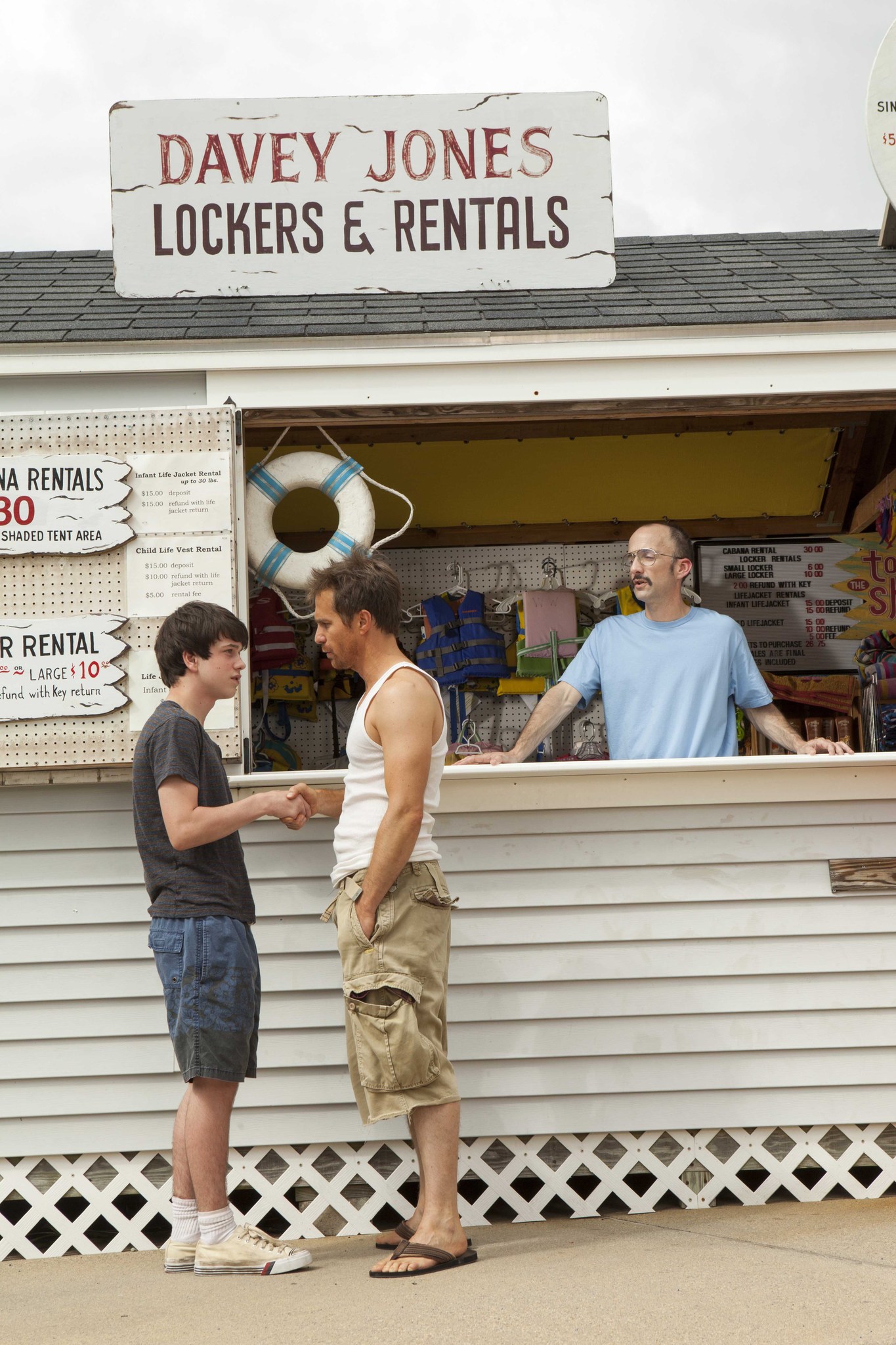 Still of Sam Rockwell, Liam James and Jim Rash in The Way Way Back (2013)