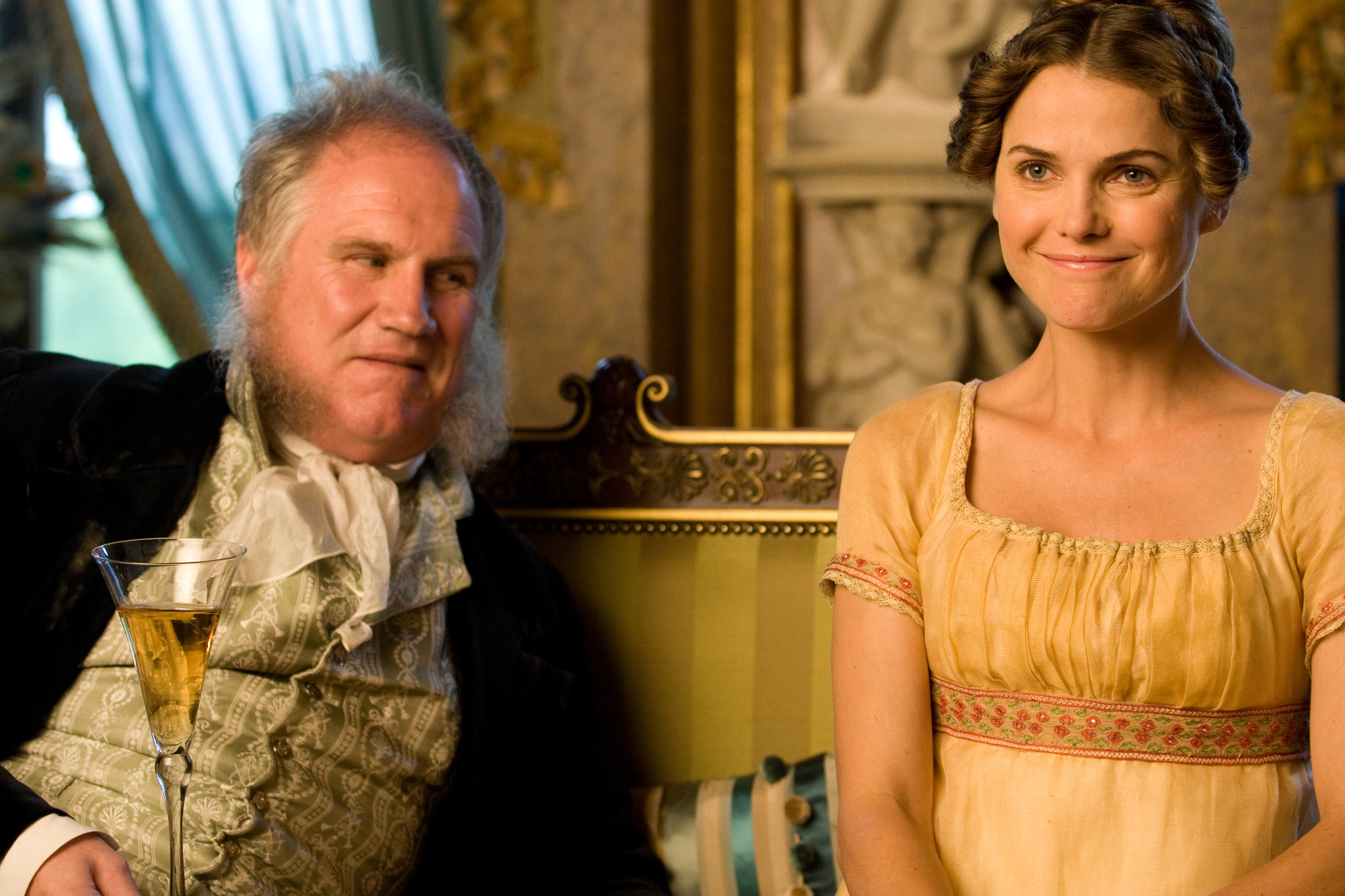 Still of Keri Russell and Rupert Vansittart in Austenland (2013)