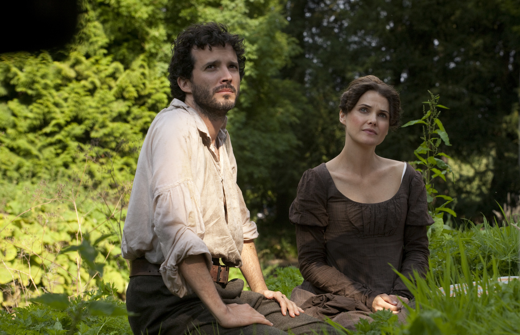 Still of Keri Russell and Bret McKenzie in Austenland (2013)