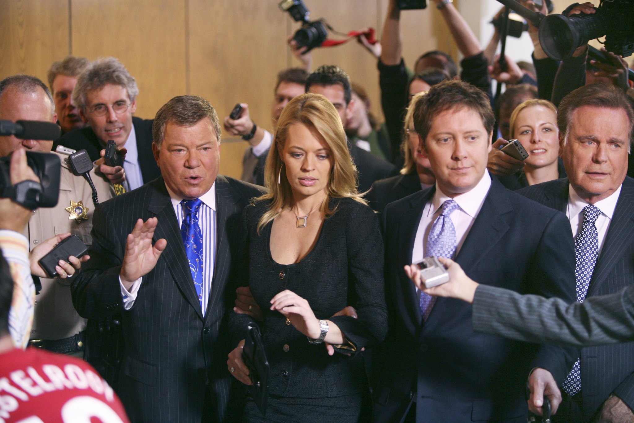 Still of William Shatner, James Spader, Robert Wagner and Jeri Ryan in Boston Legal (2004)