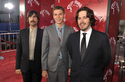 Jason Schwartzman, Michael Cera and Edgar Wright at event of Skotas Pilgrimas pries pasauli (2010)