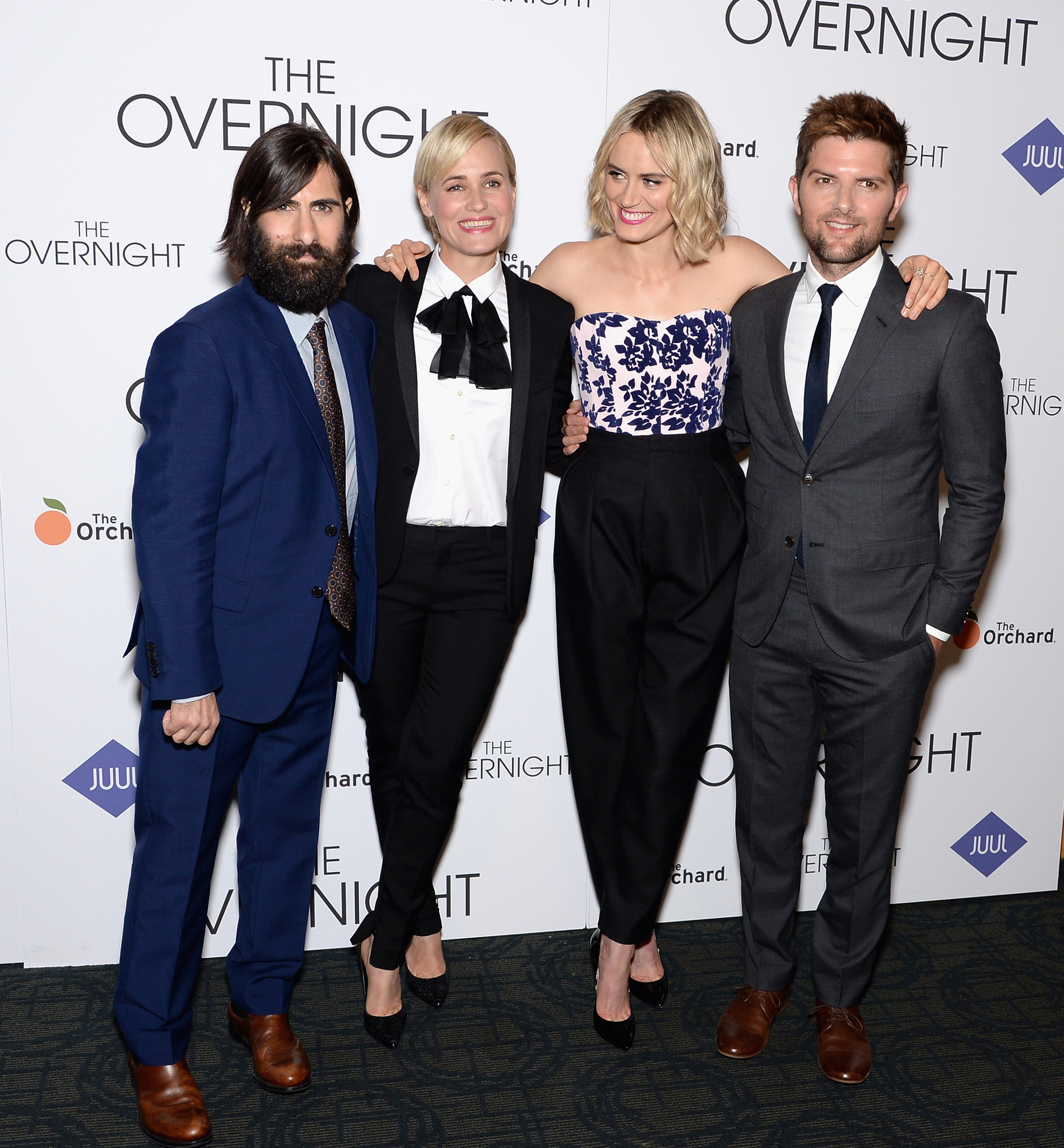 Judith Godrèche, Adam Scott, Jason Schwartzman and Taylor Schilling at event of The Overnight (2015)