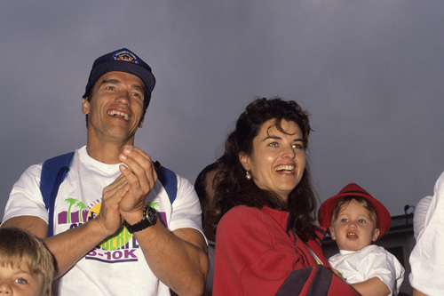 Arnold Schwarzenegger with Maria Shriver and daughter Catherine circa 1990