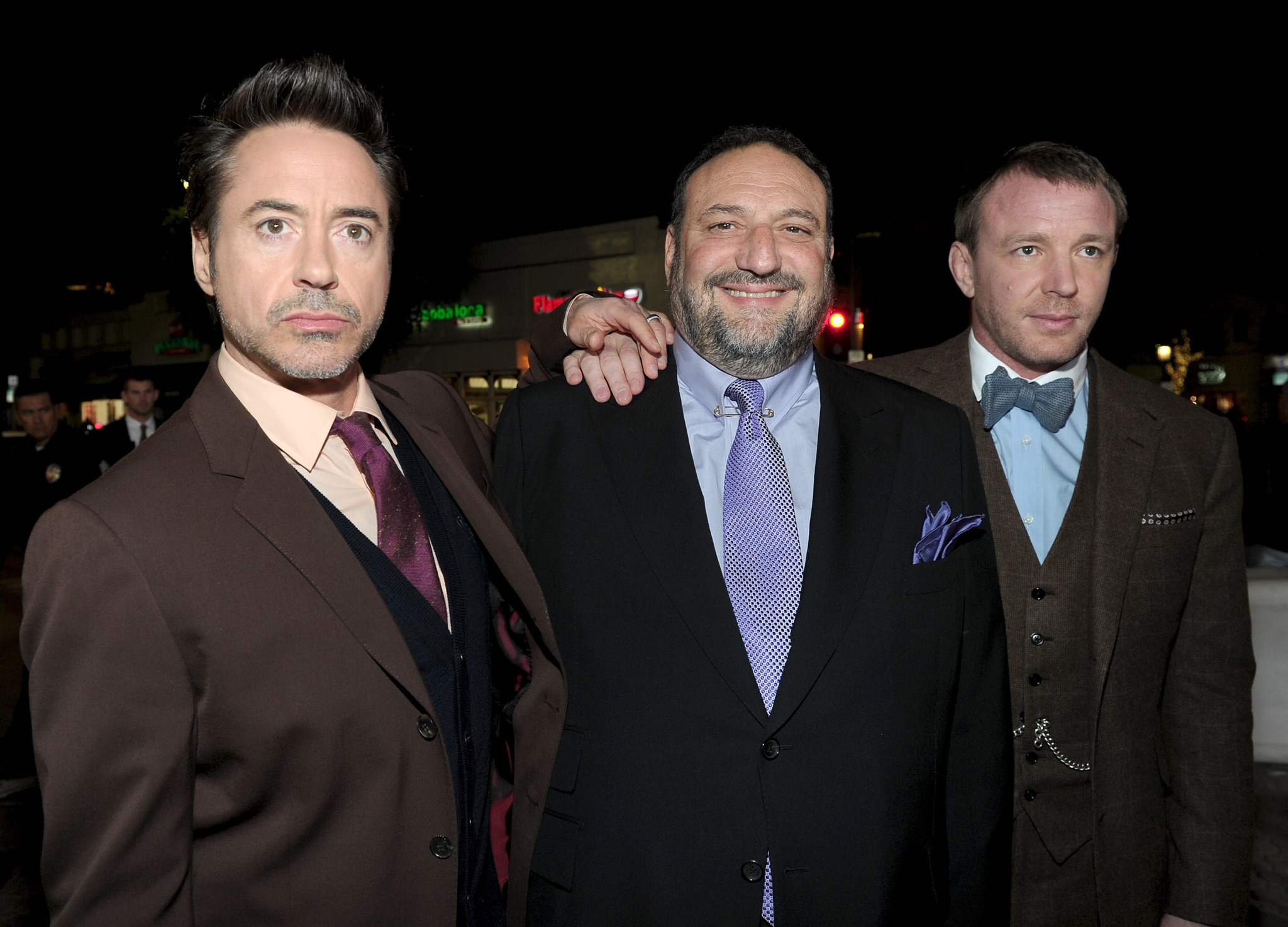 Robert Downey Jr., Guy Ritchie and Joel Silver at event of Serlokas Holmsas: Seseliu zaidimas (2011)