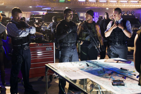 (l to r) Michael Roof, Ice Cube, Alvin Joyner (Xzibit) and Scott Speedman star in Revolution Studios' new action thriller XXX: State of the Union