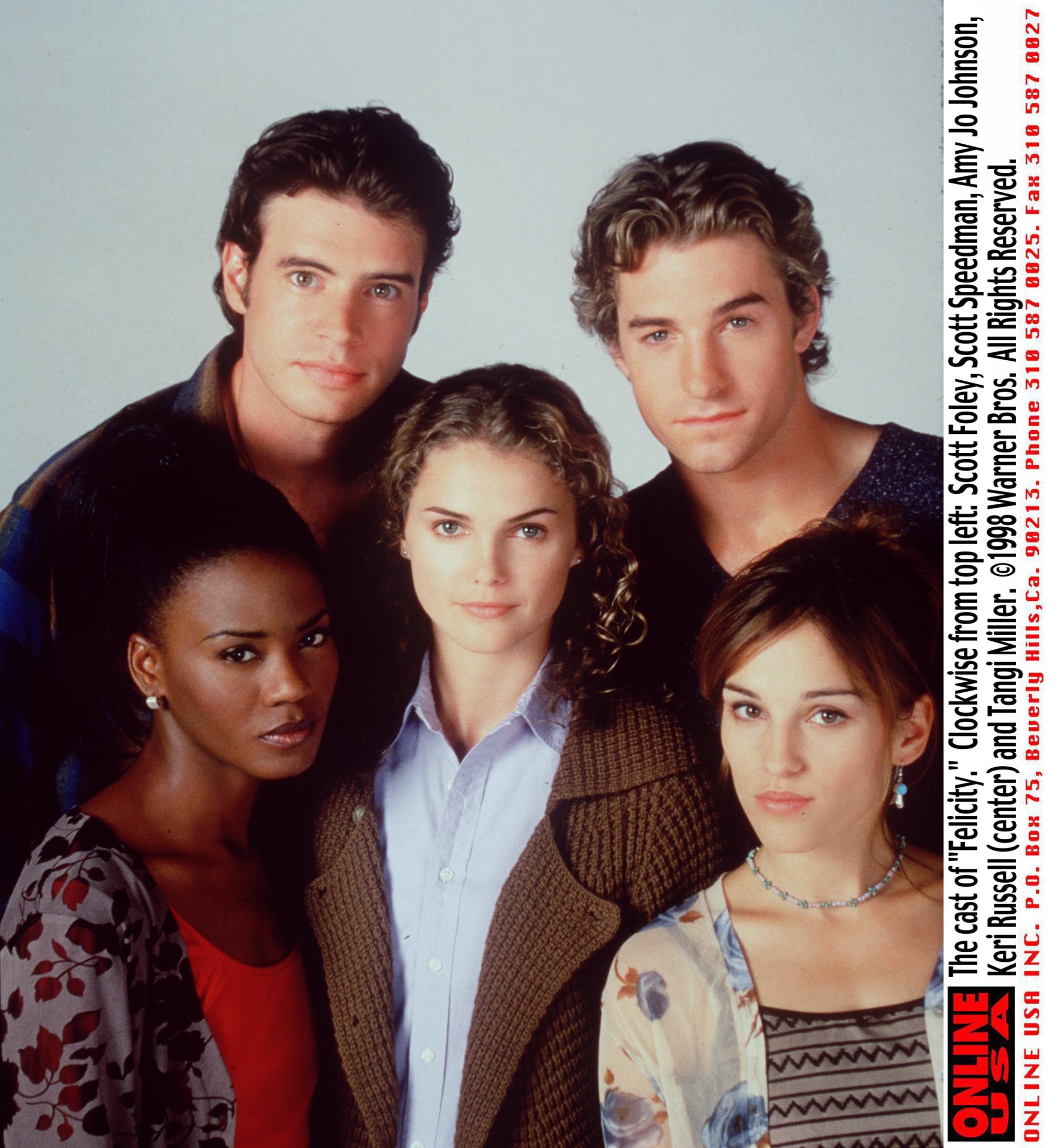 Still of Scott Foley, Amy Jo Johnson, Tangi Miller and Scott Speedman in Felicity (1998)