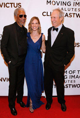 Clint Eastwood, Morgan Freeman and Hilary Swank