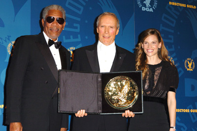 Clint Eastwood, Morgan Freeman and Hilary Swank