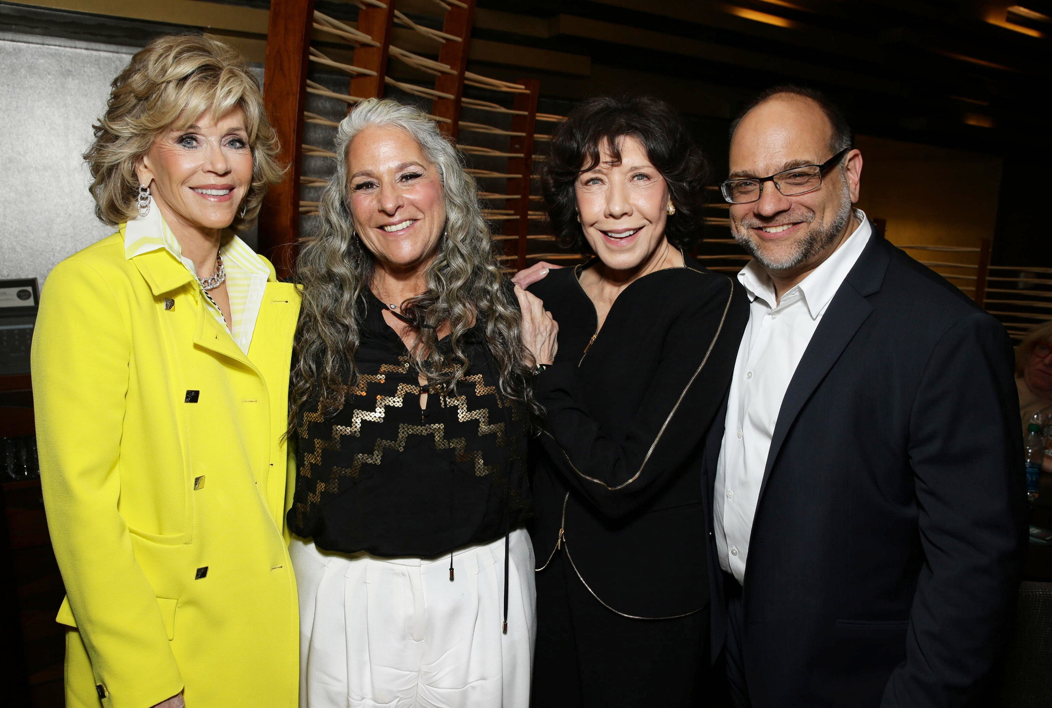 Jane Fonda, Lily Tomlin, Marta Kauffman and Howard J. Morris at event of Grace and Frankie (2015)