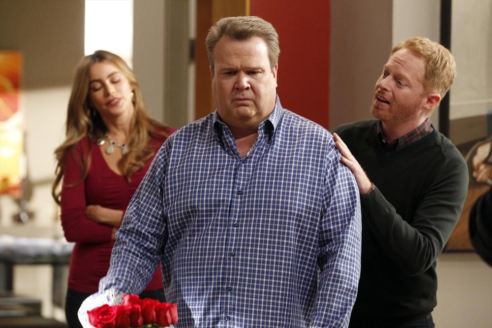 Still of Sofía Vergara, Jesse Tyler Ferguson and Eric Stonestreet in Moderni seima (2009)