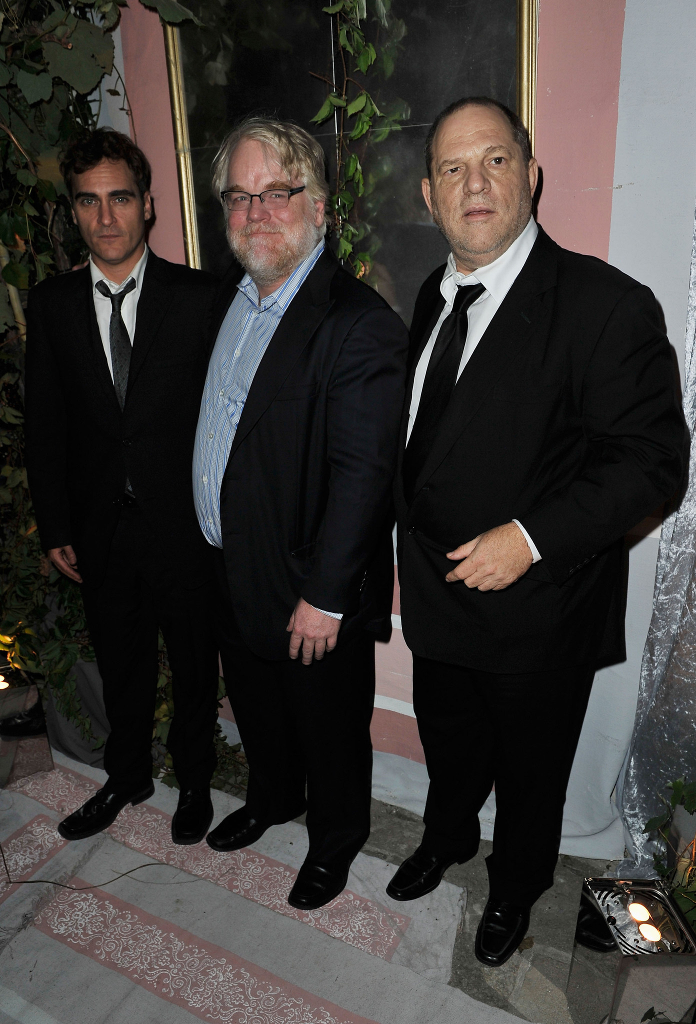 Philip Seymour Hoffman, Joaquin Phoenix and Harvey Weinstein at event of The Master (2012)