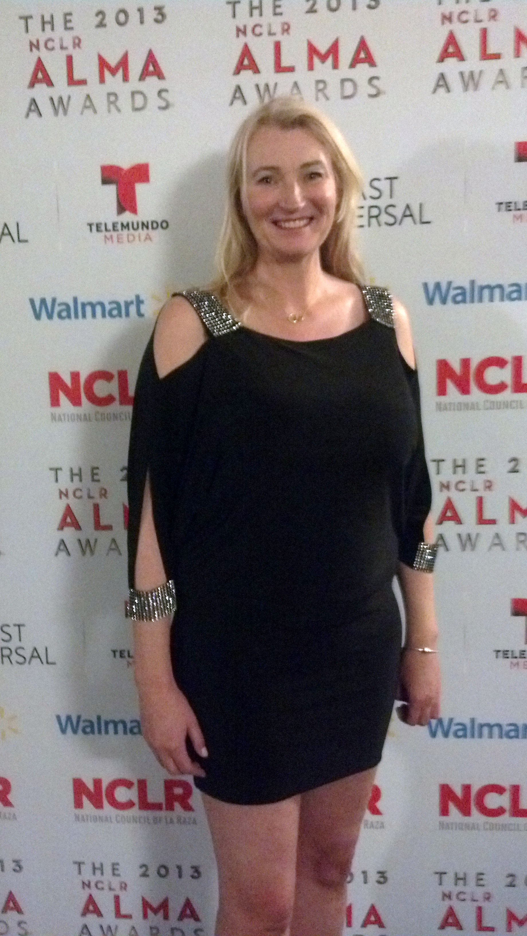 Anna Wilding at ALMA Awards September 2013 wearing Kalonskincare.com