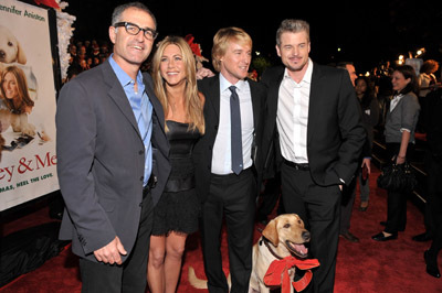 Jennifer Aniston, Owen Wilson, Eric Dane and David Frankel at event of Marley & Me (2008)