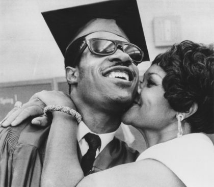 Stevie Wonder with his mother after graduating from the Michigan School for the Blind 6/11/1969