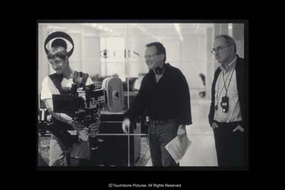 Writer/director Michael Mann with DP Dante Spinotti and an unidentified crew member
