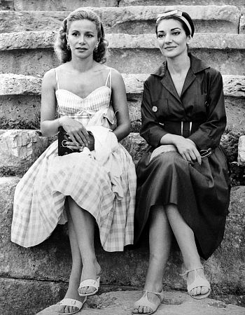 Maria Callas with Athina Onasis 1959 in Greece