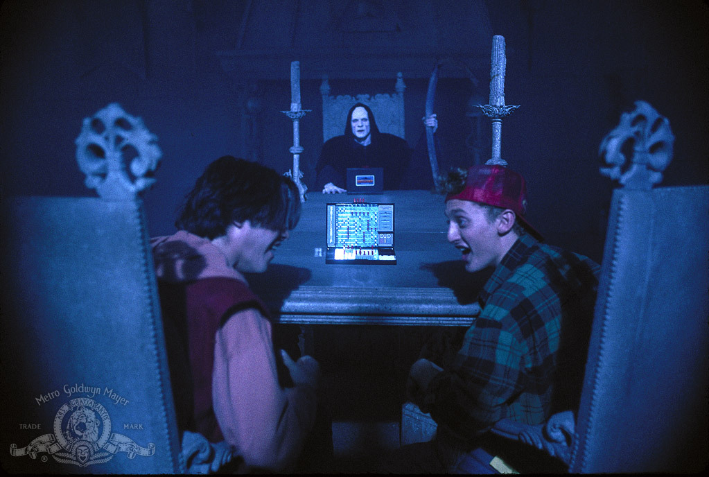 Still of Keanu Reeves, William Sadler and Alex Winter in Bill & Ted's Bogus Journey (1991)