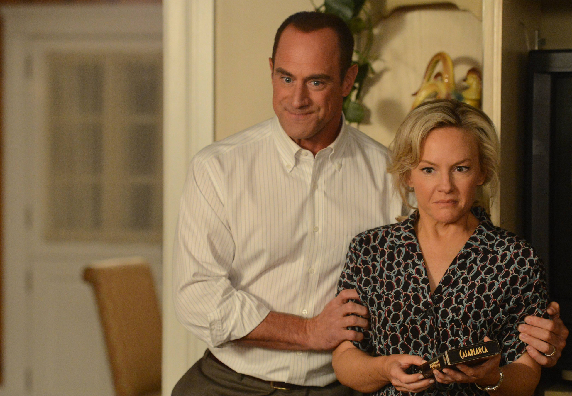 Still of Christopher Meloni and Rachael Harris in Surviving Jack (2014)