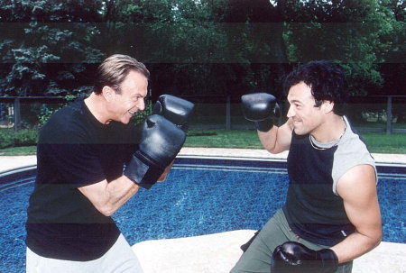 Aleks Paunovic and Sam Neill doing a little sparring on the set of 