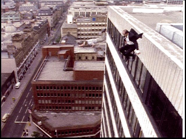 Marc Cass and Tom Lucy performing a DOUBLE 100 FOOT HIGH FALL off the top of the Ramada Hotel in Manchester for the Bafta Award Winning Episode of 'CRACKER' starring Robbie Coltrane. Without a doubt one of the most dangerous stunts I have ever performed in my career.