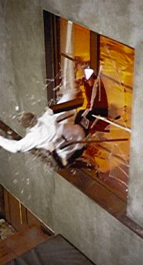 Marc Cass performing a Sugar Glass Window Stunt for a Chocolate Commercial in Norway.