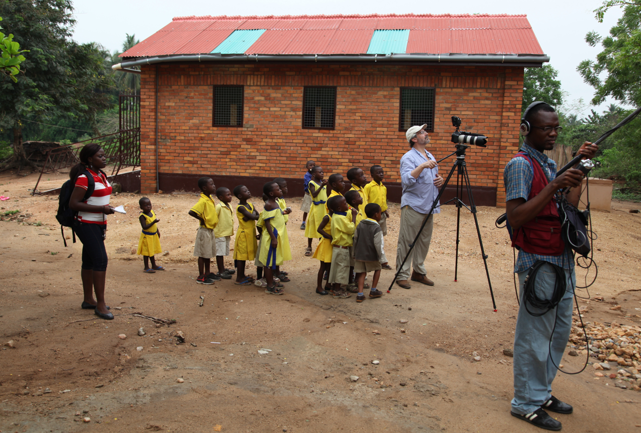 Directing documentary in Pakro, Ghana. Children from the Pakro Methodist School.