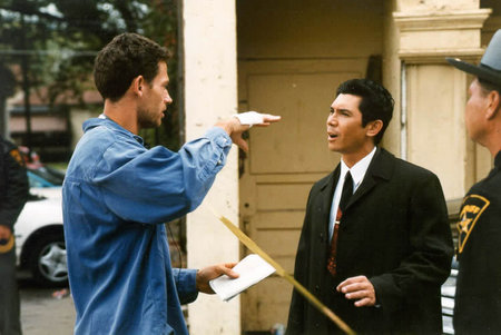 Writer/Director Scott Wiper and Lou Diamond Phillips on the set of A Better Way To Die.