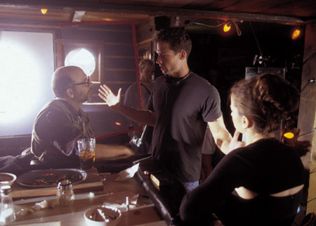 Joe Pantoliano, director Scott Wiper and Mirjana Jokovic on the set of A Better Way To Die.