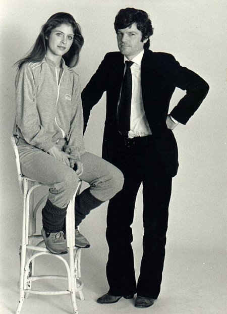 Helen Slater and Ilya Salkind in publicity still for SUPERGIRL (1984)