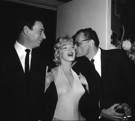 M. Monroe, Yves Montand & Arthur Miller at party for 