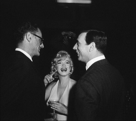 M. Monroe, Arthur Miller & Yves Montand at party for 