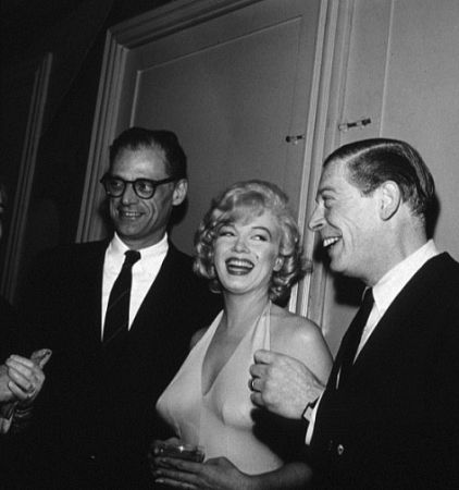 M. Monroe, Arthur Miller & Milton Berle at party for 