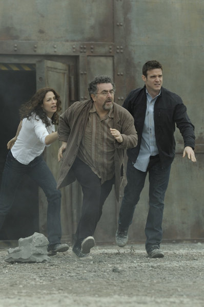 Still of Saul Rubinek, Eddie McClintock and Joanne Kelly in Warehouse 13 (2009)