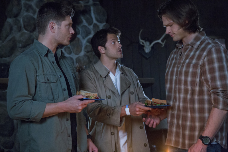 Still of Jensen Ackles, Misha Collins and Jared Padalecki in Supernatural (2005)