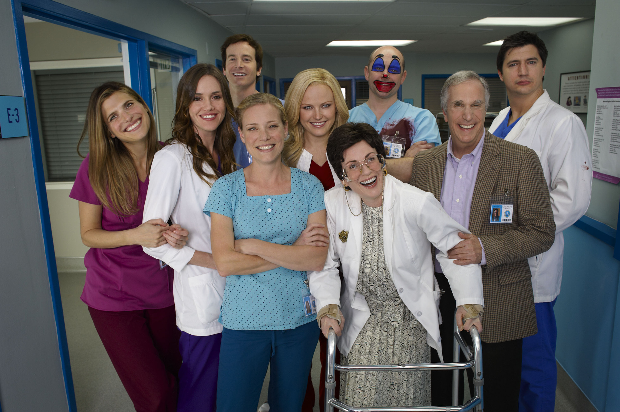 Still of Henry Winkler, Megan Mullally, Malin Akerman, Erinn Hayes, Zandy Hartig, Ken Marino, Rob Huebel, Rob Corddry and Lake Bell in Childrens Hospital (2008)