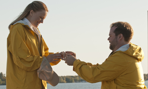 Still of Malin Akerman and Tyler Labine in Cottage Country (2013)