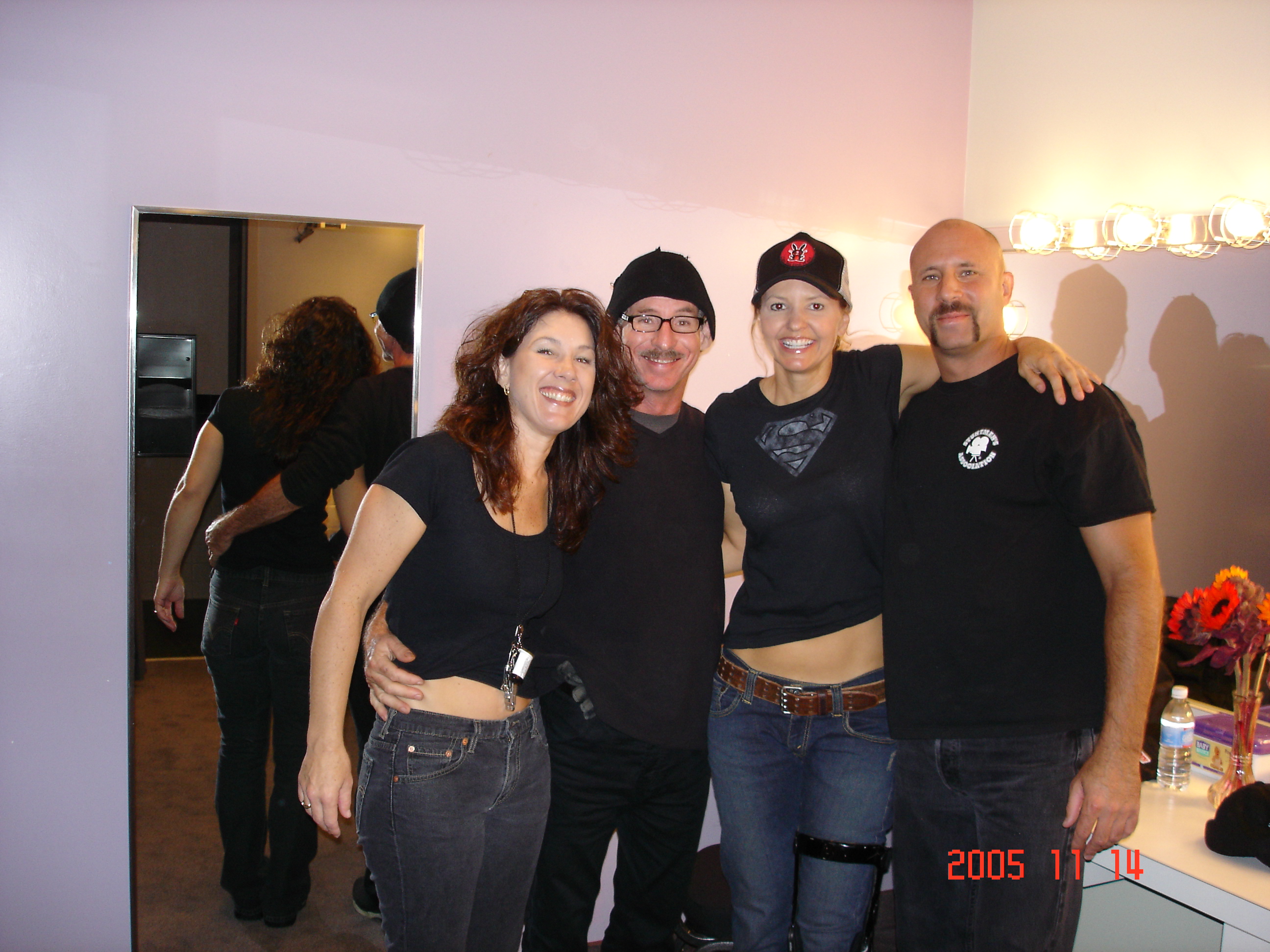 Elle with Rick Williamson, Brian Oerly and her dresser on the set of TOSCA for Opera Pacific