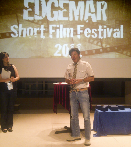 Accepting Best Actor award at 2011 Edgemar Short Film Festival