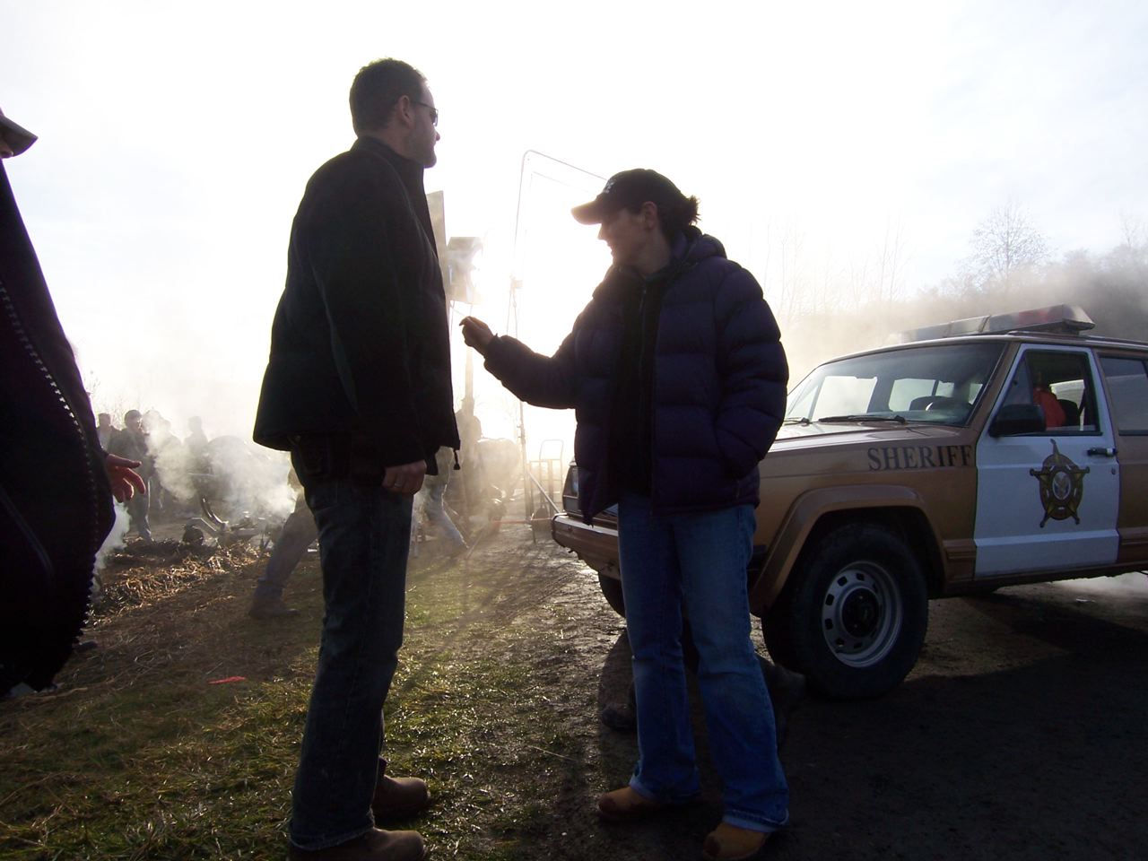 Cinematographer Glen Winter and Director Mairzee Almas on the set of 