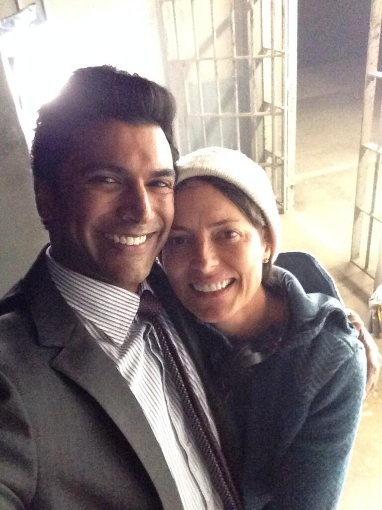 Sendhil Ramamurthy and Mairzee Almas on the set of Beauty and the Beast