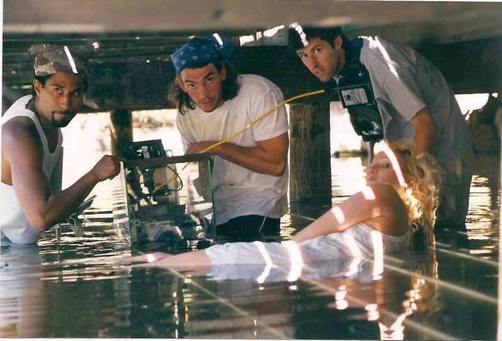 Director K.C. Amos and Cinematographer John Baar working on the award winning music video for Alligator Strew, 