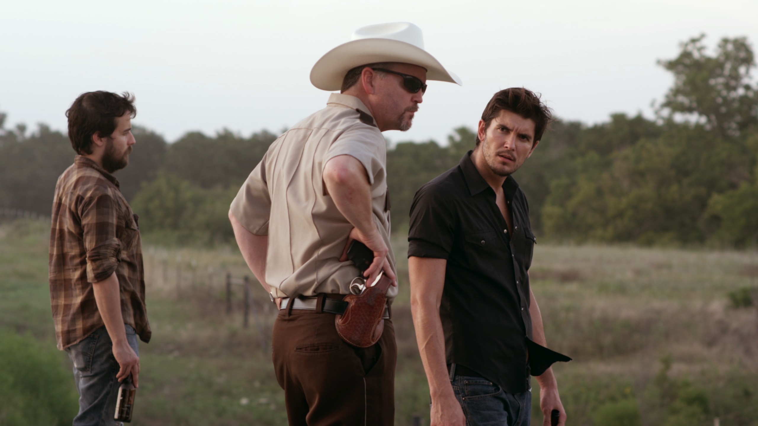 Still shot of Frank Mosley, Brent Anderson, and Rett Terrell in GALLOWS ROAD