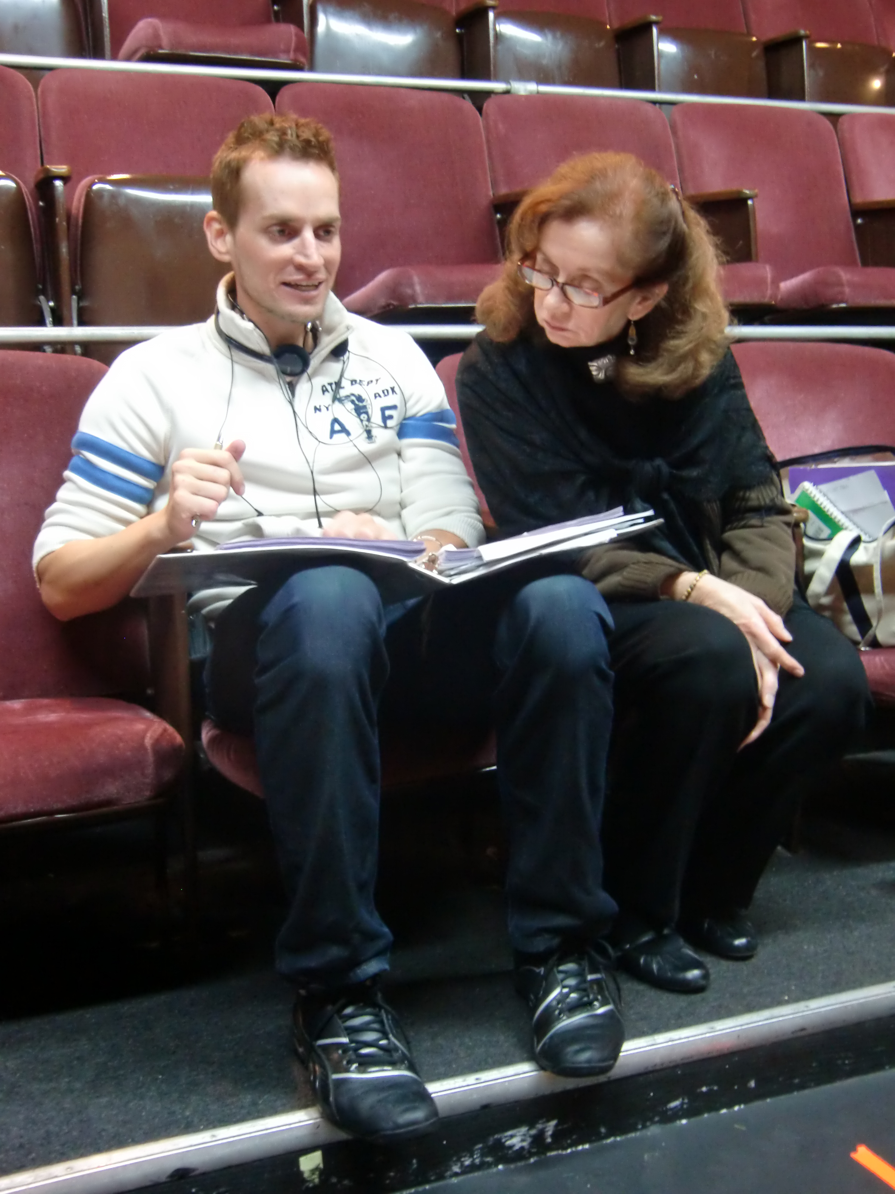 Director Casper Andreas with Annie O'Donnell (Ms. Janet) on the set of 